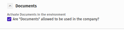 Enable Documents feature in Procountor